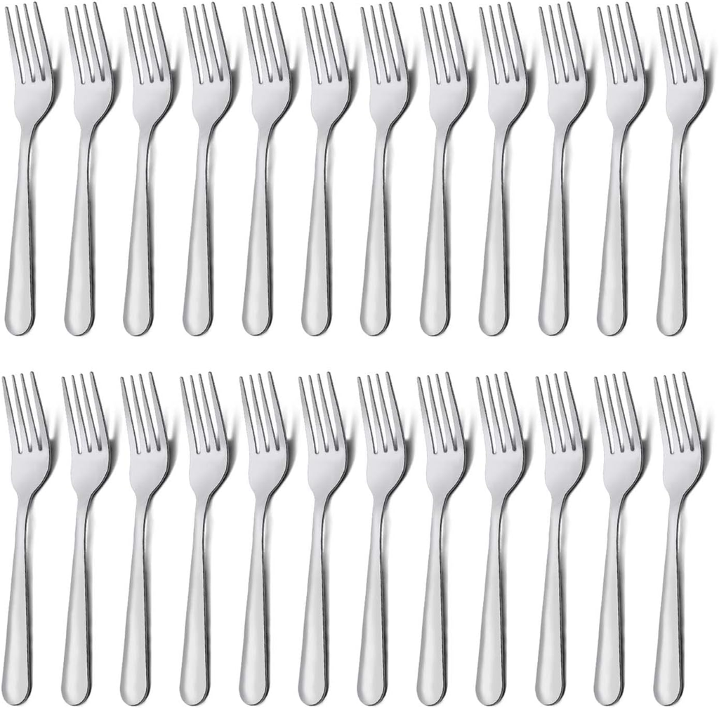 24 Pieces Dinner Forks Set (7.1 Inch), Silver Stainless Steel Dinner Forks Set