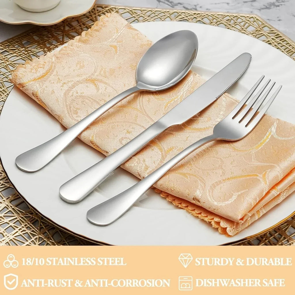 30 Pcs Silverware Set 18/0 Stainless Steel Flatware Set, Dishwasher Safe